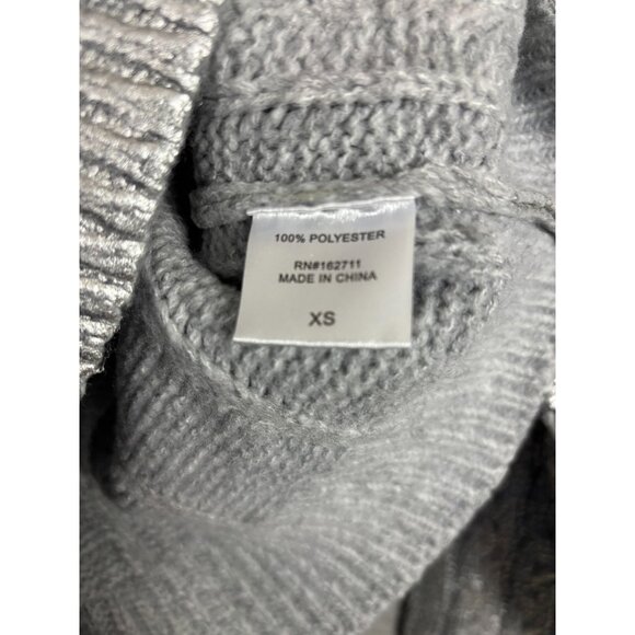 Hooked up by Lot Juniors' Shine Cable-Knit Crewneck Sweater Silver Size XS NWT's - Picture 7 of 8